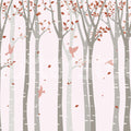 Forest Birds, Pink Mural Wallpaper - pure wallpaper artwork