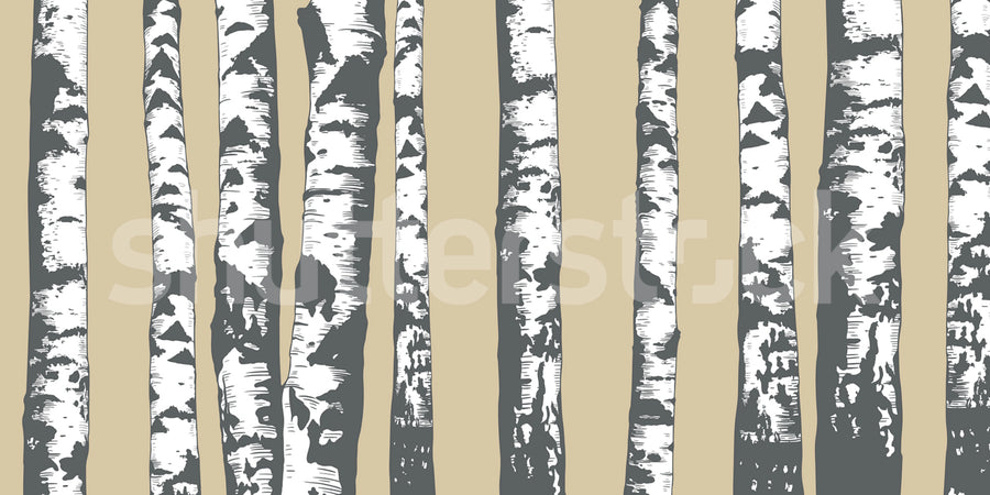 Birch Grove, Beige Mural Wallpaper