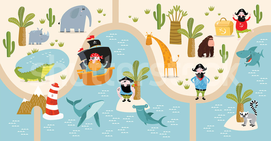 Pirate Island, Multi Mural Wallpaper