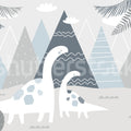 Dinosaur Mountain, Baby Blue Mural Wallpaper - pure wallpaper artwork