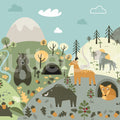 Forest Wildlife, Colorful Mural Wallpaper - pure wallpaper artwork