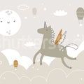 Flying Unicorn, Beige Mural Wallpaper - pure wallpaper artwork