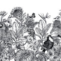 Birds Garden, Black & White Mural Wallpaper - pure wallpaper artwork