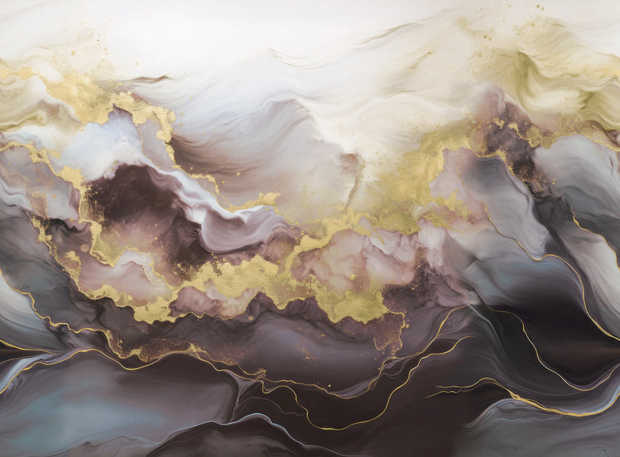 Gold Stream, Lilac Mural Wallpaper