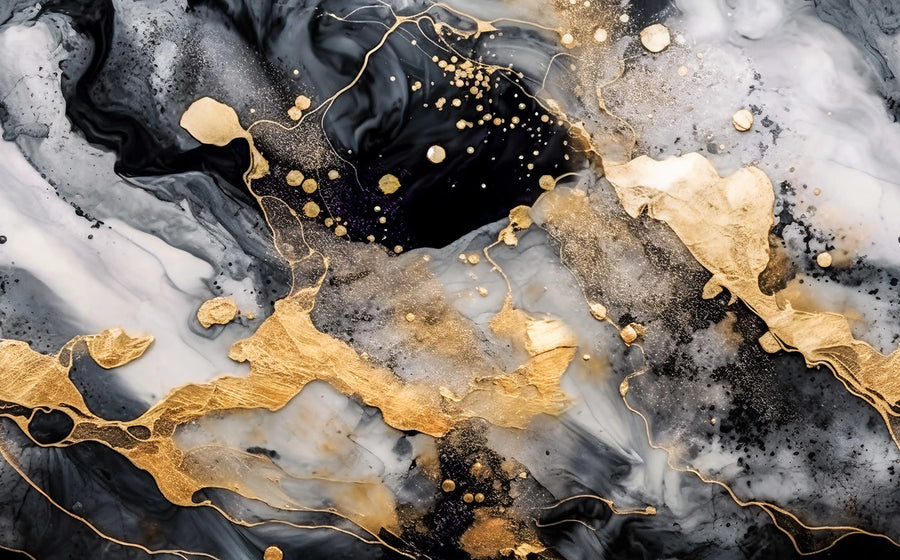 Marble Stream, Black Mural Wallpaper