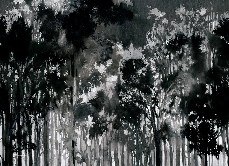 Painted Forest, Black Mural Wallpaper