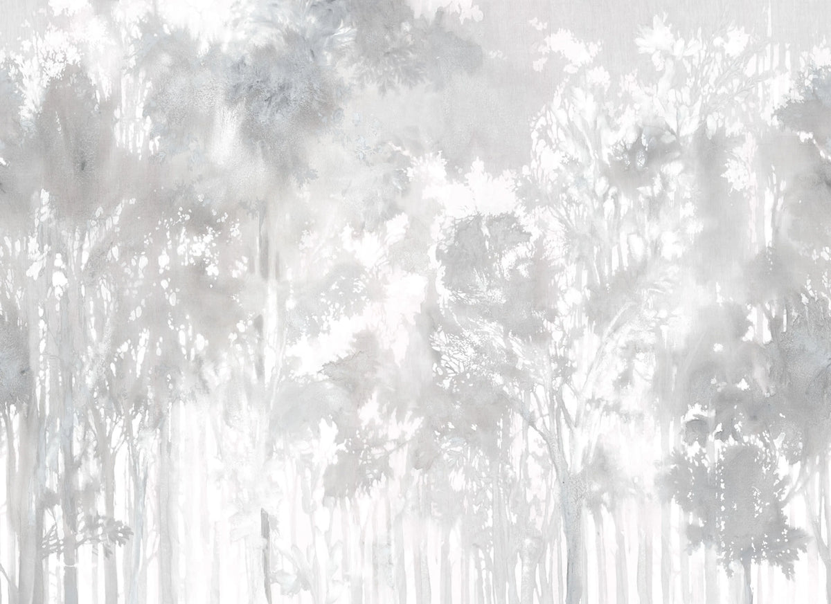 Painted Forest, Gray Mural Wallpaper - pure wallpaper artwork