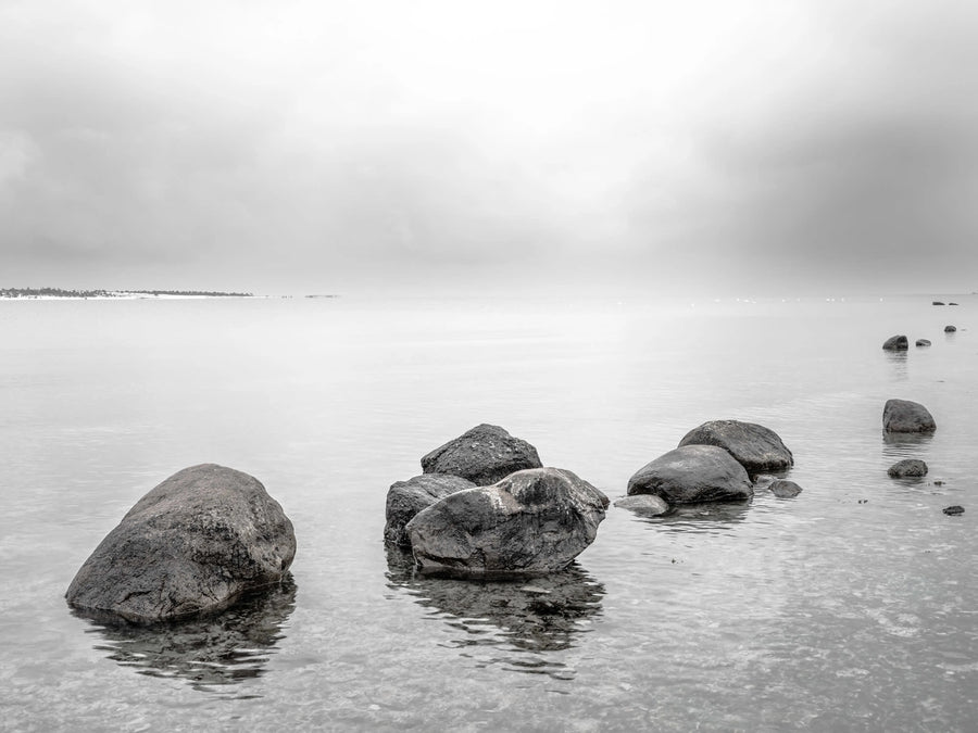 Rocky Lake, Gray Mural Wallpaper