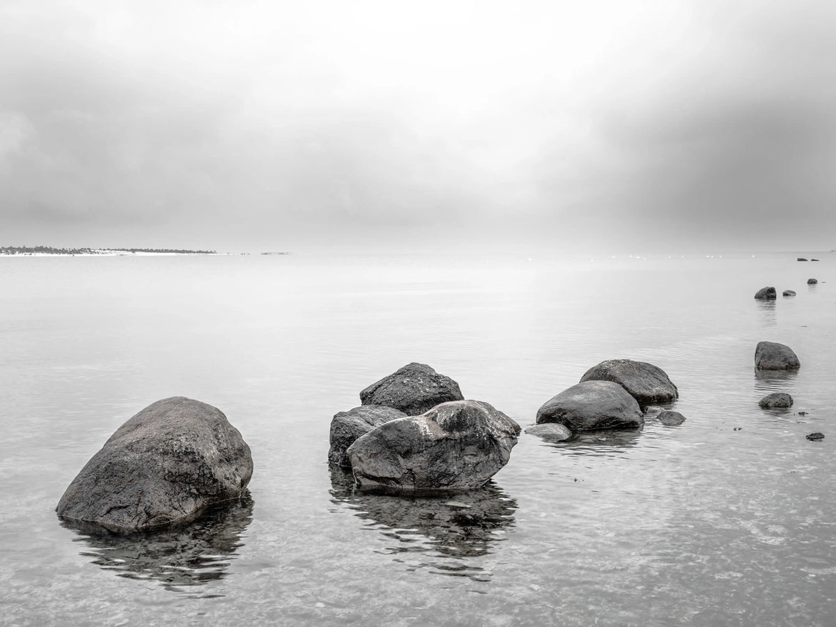 Rocky Lake, Gray Mural Wallpaper - pure wallpaper artwork