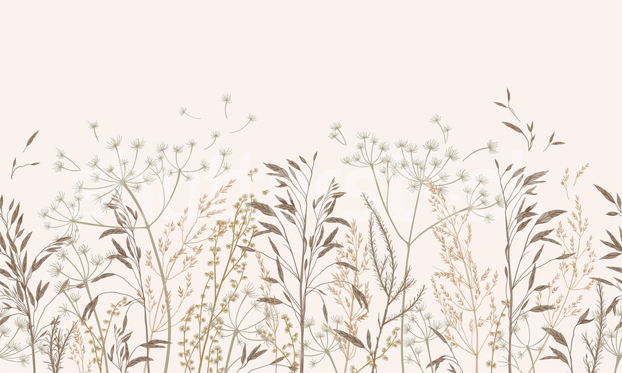 Straw Meadow, Beige Mural Wallpaper