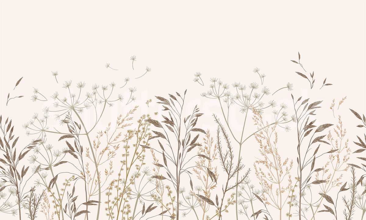 Straw Meadow, Beige Mural Wallpaper - pure wallpaper artwork