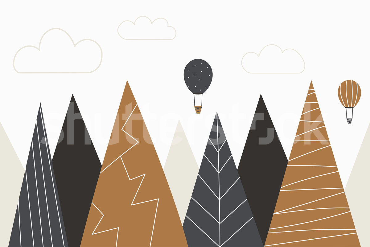 Balloon Mountain, Natural Mural Wallpaper - pure wallpaper artwork