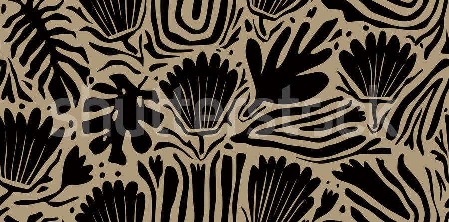 Abstract Blossoms, Brown Mural Wallpaper