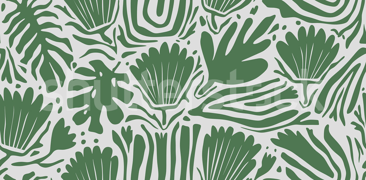 Abstract Blossoms, Green Mural Wallpaper - pure wallpaper artwork