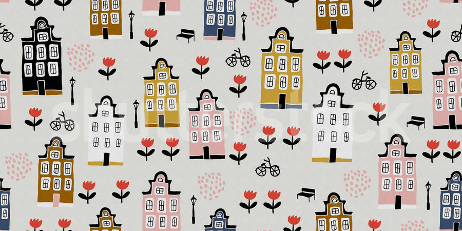 Sweet Town, Pastel Mural Wallpaper