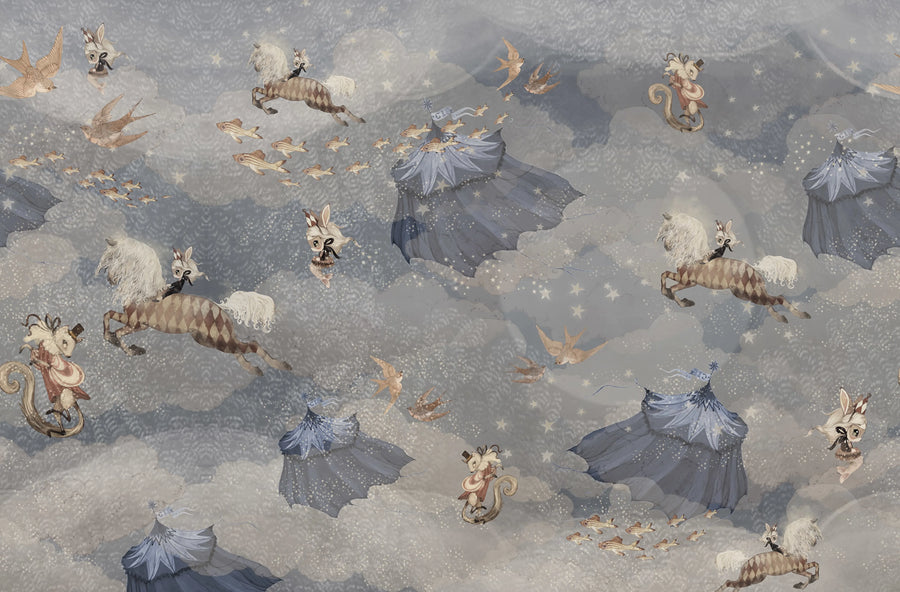 Flying Circus, Sky Blue Mural Wallpaper