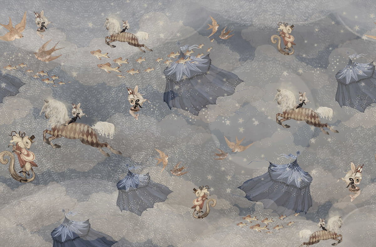 Flying Circus, Sky Blue Mural Wallpaper - pure wallpaper artwork