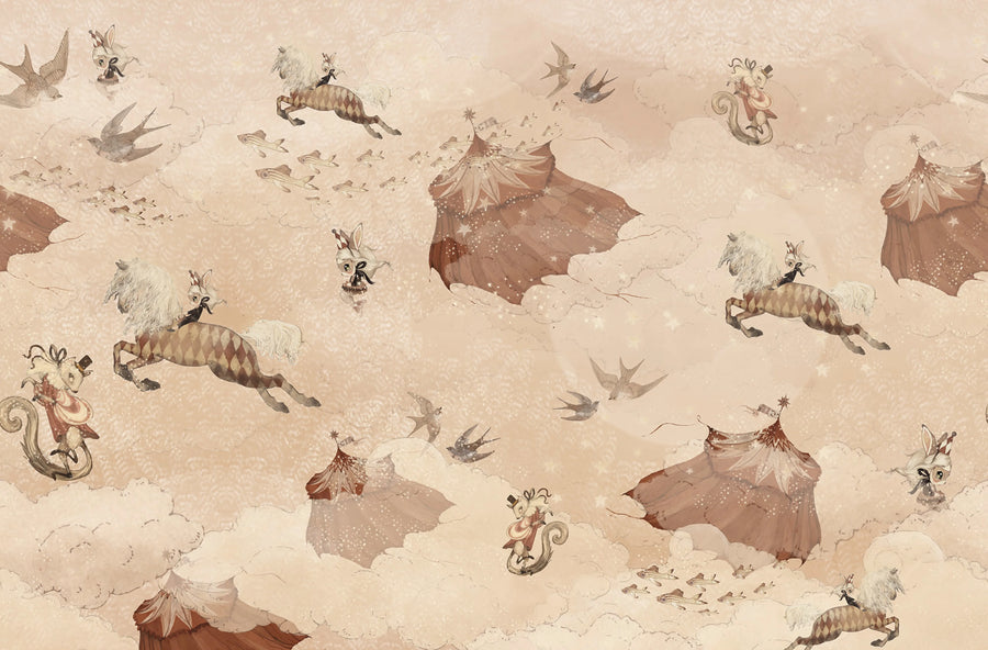 Flying Circus, Misty Pink Mural Wallpaper