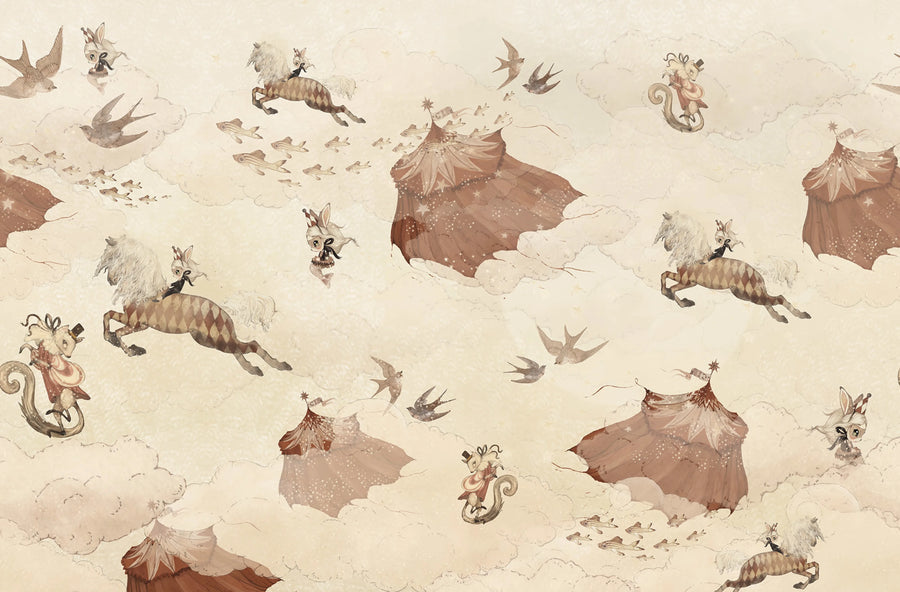 Flying Circus, Sandy White Mural Wallpaper