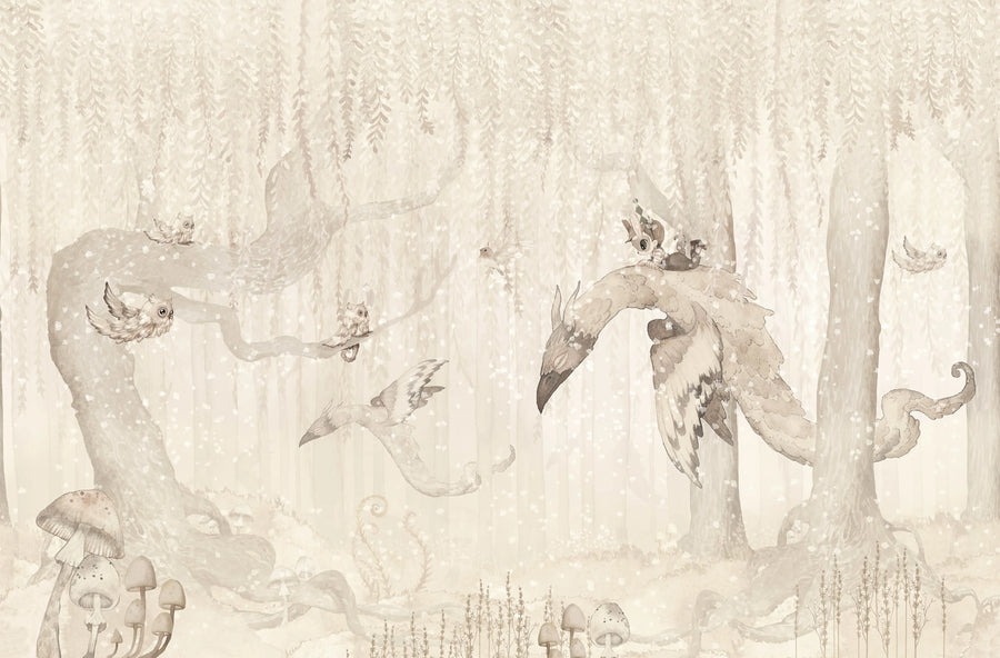 Dream Forest Boy, Off White Mural Wallpaper