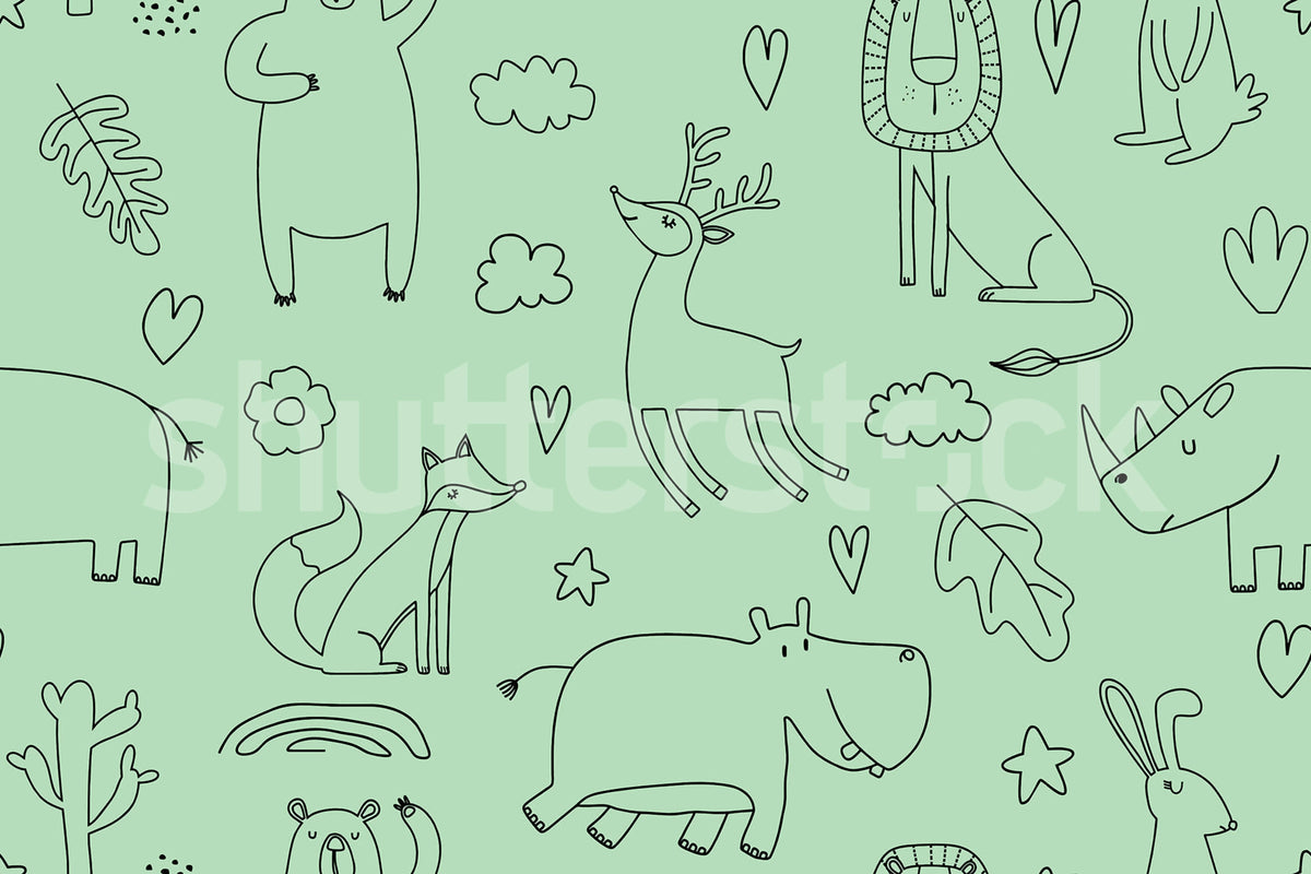 Sketches, Green Mural Wallpaper - pure wallpaper artwork
