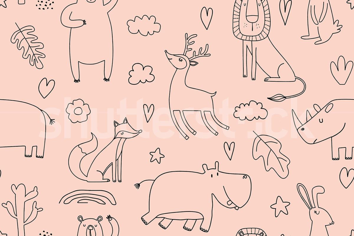 Sketches, Pink Mural Wallpaper - pure wallpaper artwork