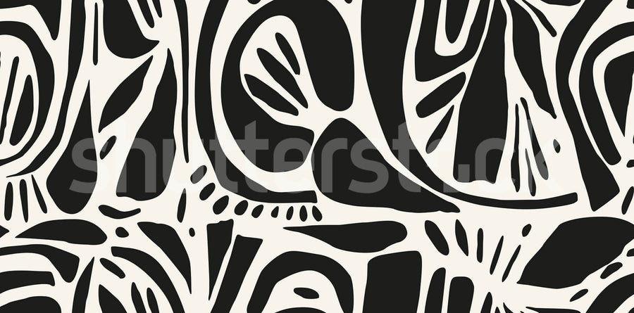 Abstract Forms, Black & white Mural Wallpaper