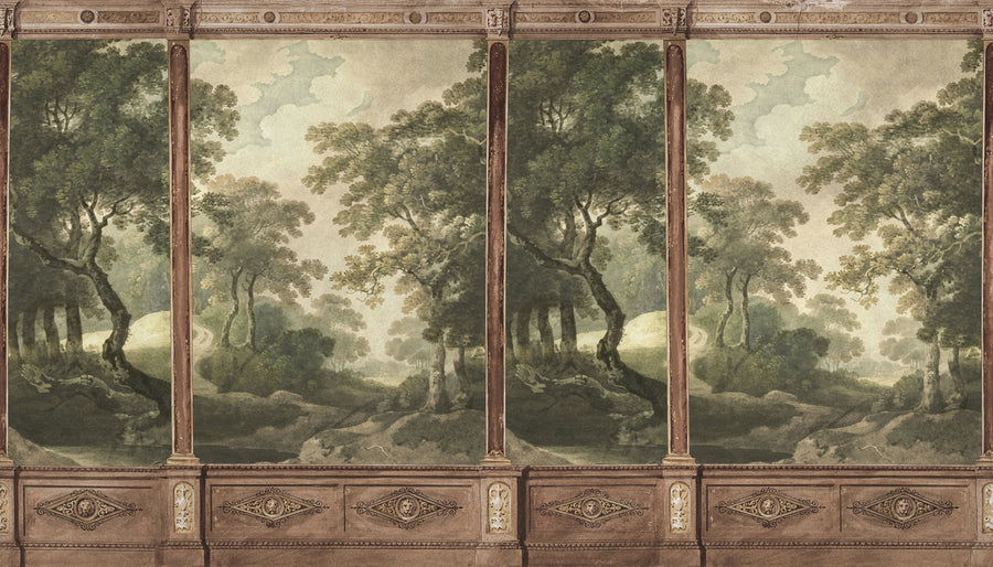 Woodland Panels, Green Mural Wallpaper