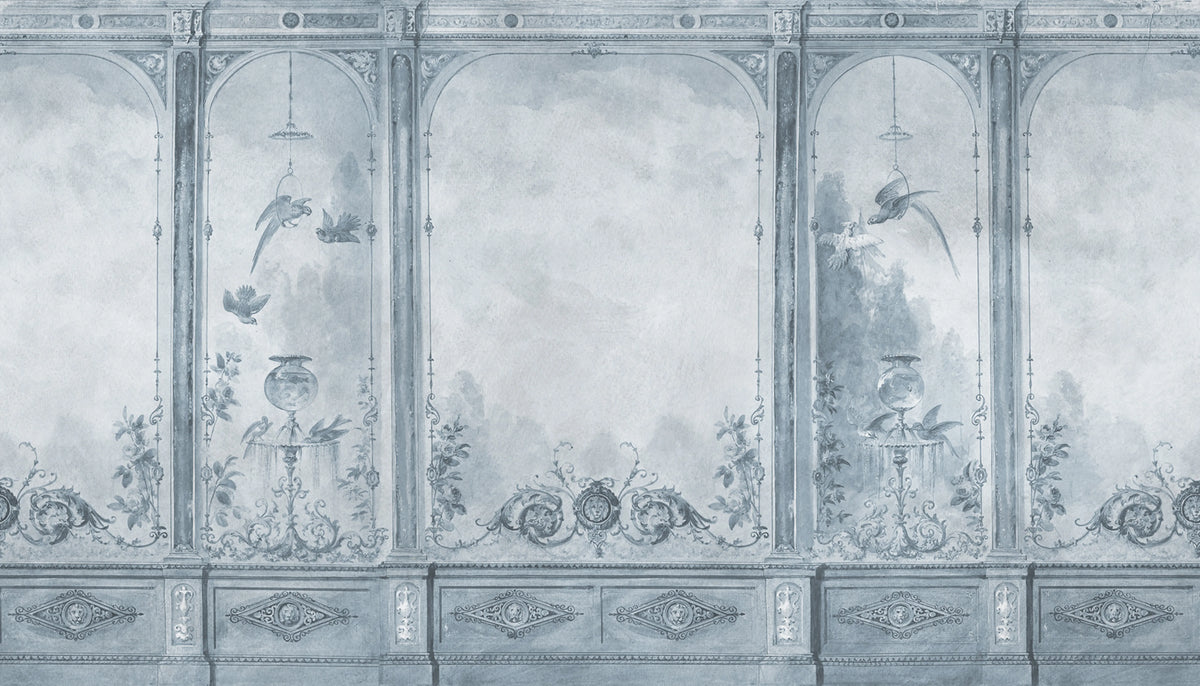 Poetic Panels, Blue Mural Wallpaper - pure wallpaper artwork