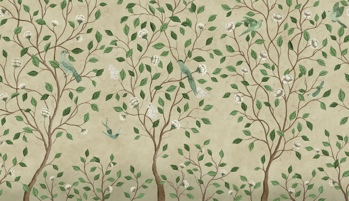 Chinoiserie Dream, Beige Mural Wallpaper - pure wallpaper artwork