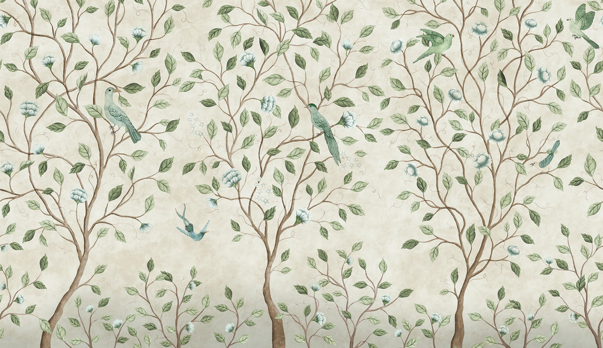Chinoiserie Dream, Light Green Mural Wallpaper - pure wallpaper artwork