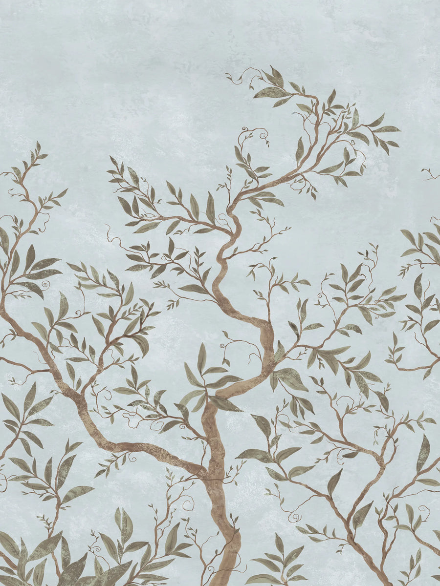 Branches of Dreams, Light Blue Mural Wallpaper