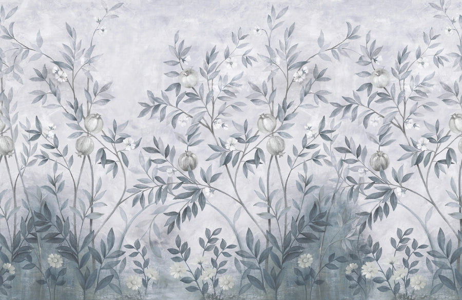 Pome Greenery, Blue Mural Wallpaper
