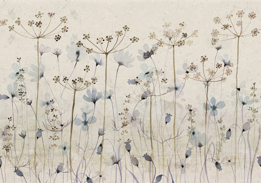 Dreamy Meadow, Blue Mural Wallpaper