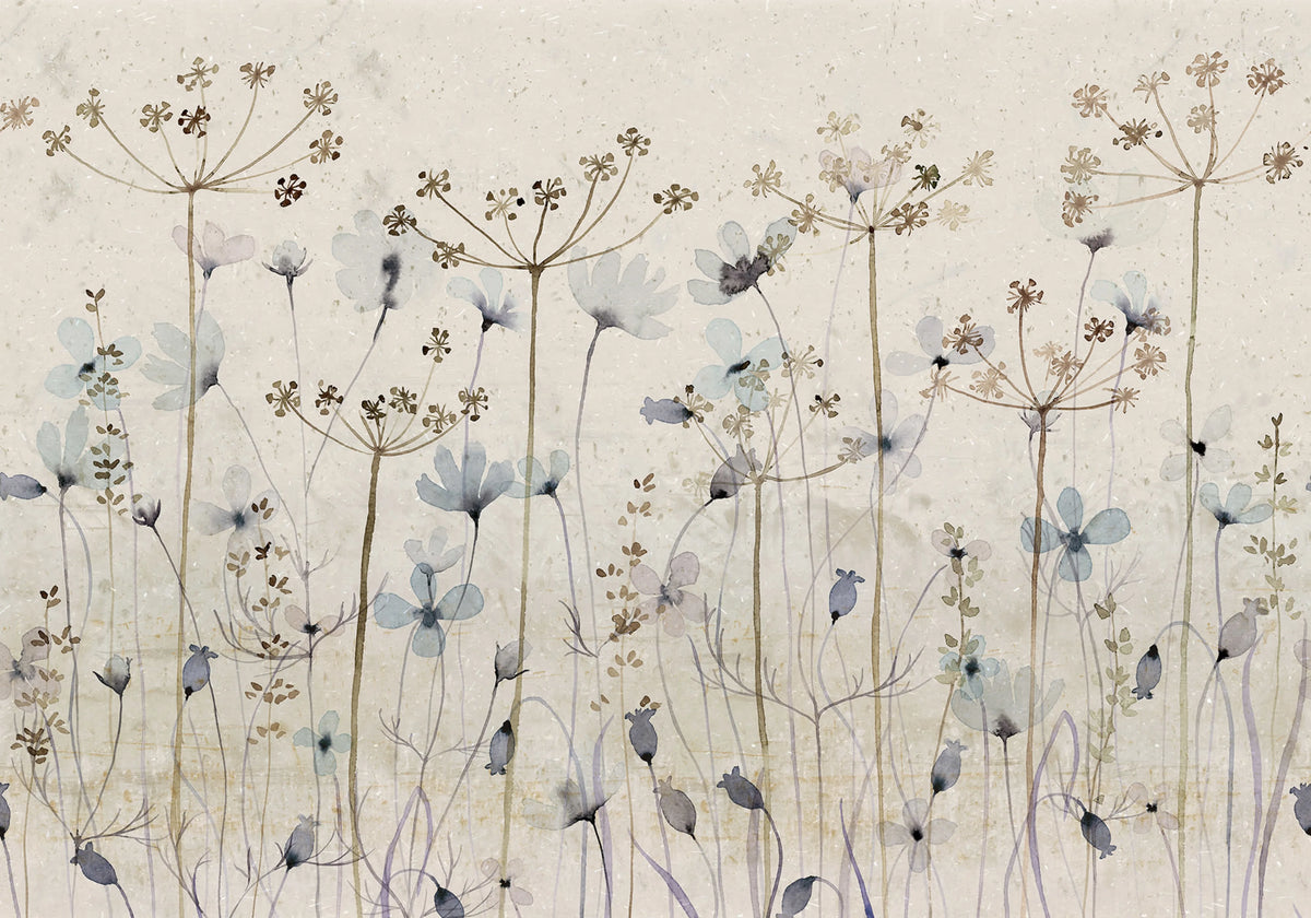 Dreamy Meadow, Blue Mural Wallpaper - pure wallpaper artwork