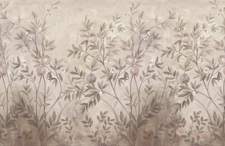 Pome Greenery, Rust Mural Wallpaper