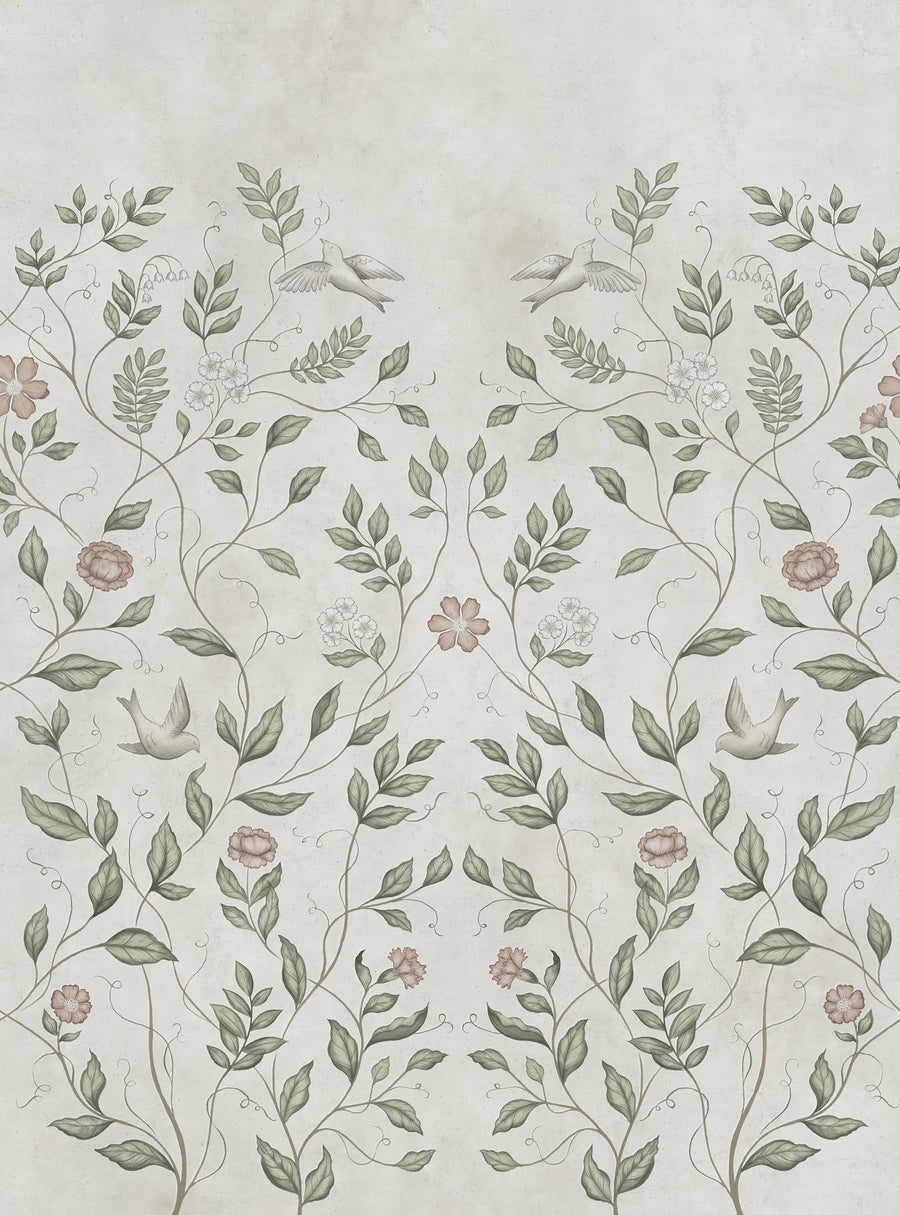 Serene Garden, Beige Mural Wallpaper