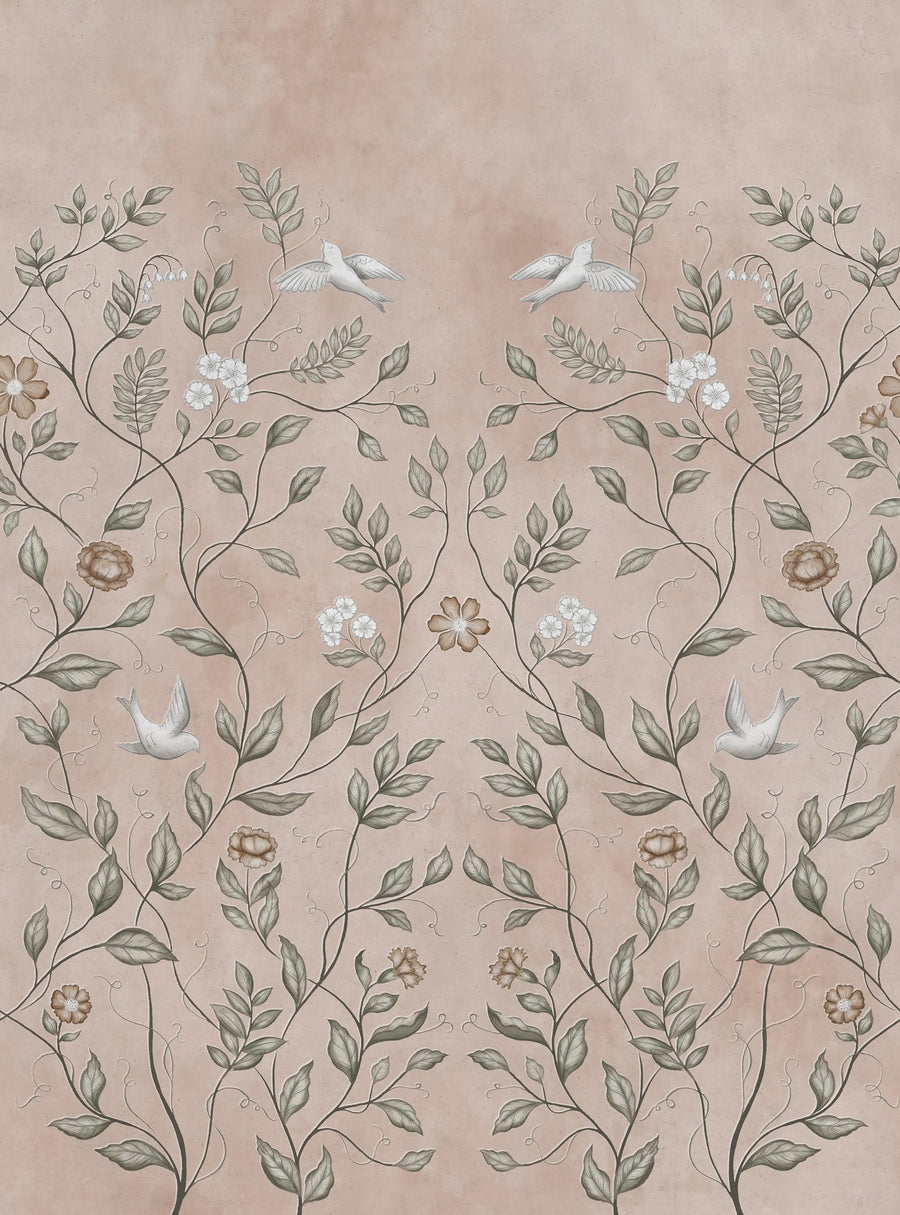 Serene Garden, Rust Mural Wallpaper