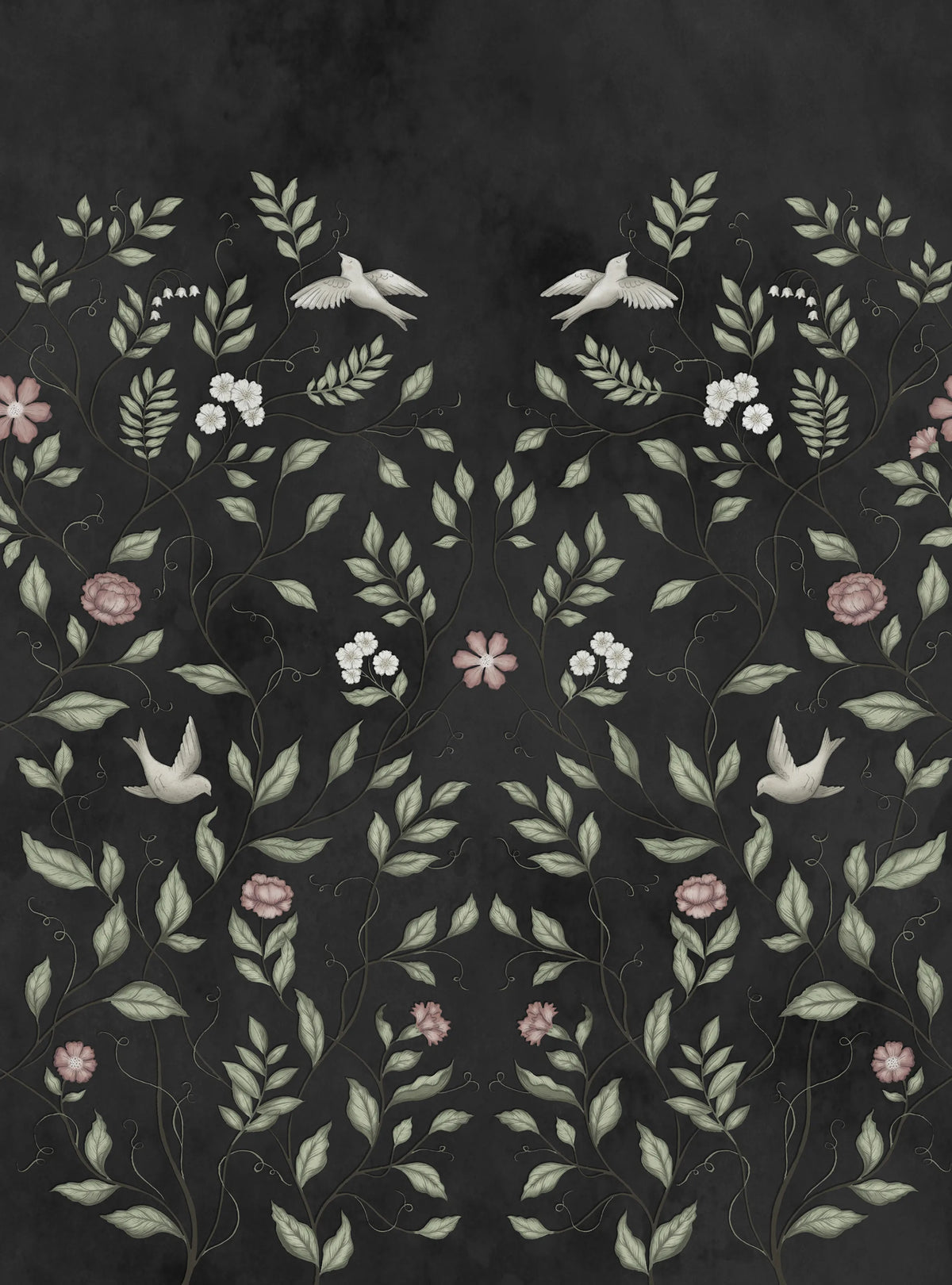 Serene Garden, Black Mural Wallpaper - pure wallpaper artwork