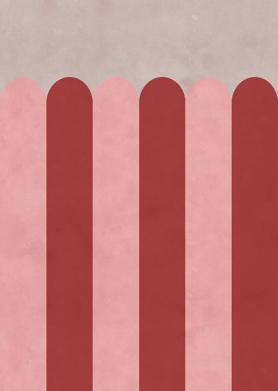 Circus Stripes, Raspberry Mural Wallpaper
