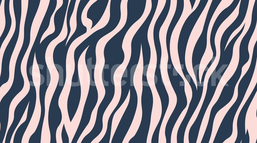Zebra Lines, Blue & Pink Mural Wallpaper