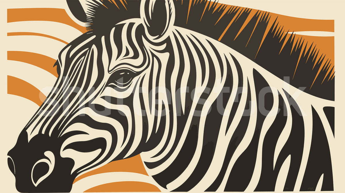 Zebra, Orange Mural Wallpaper - pure wallpaper artwork