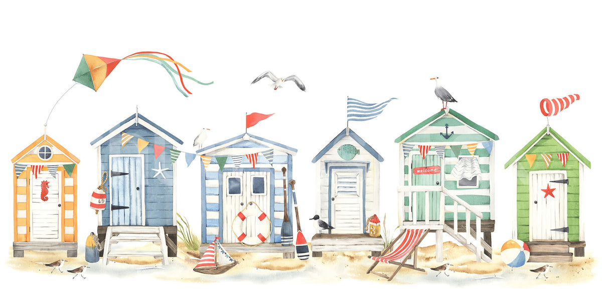 Tiny Beach Houses, Multi Mural Wallpaper - pure wallpaper artwork