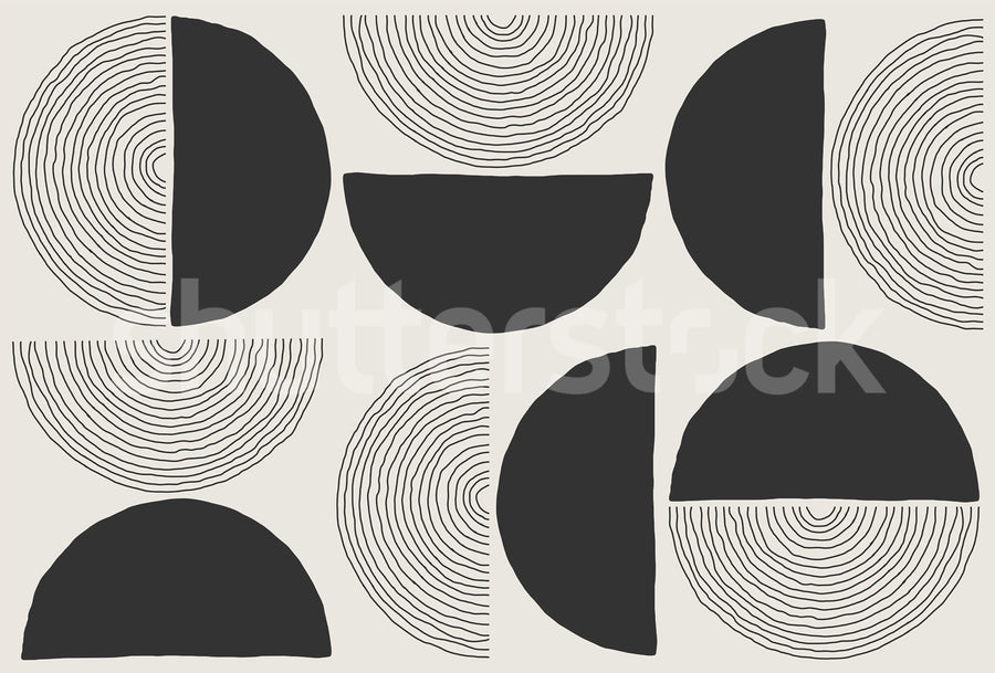 Graphic Circles, Black Mural Wallpaper