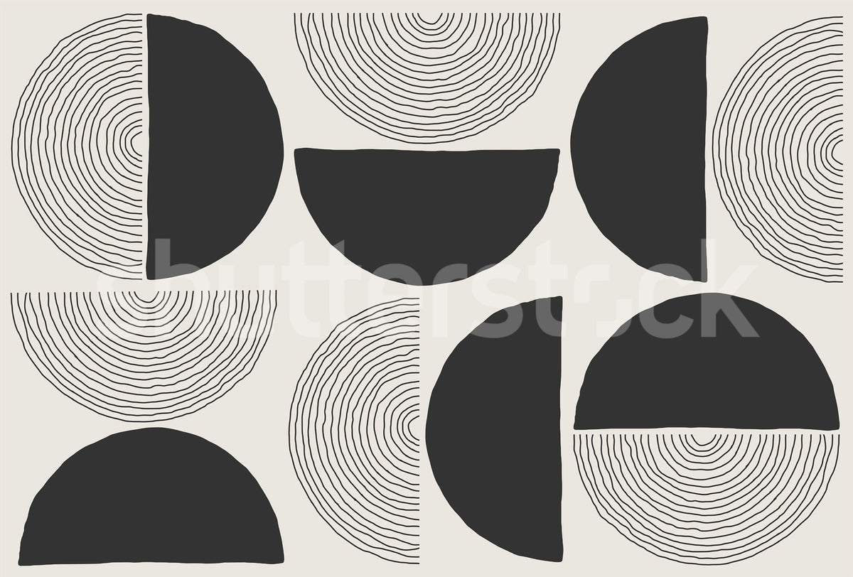 Graphic Circles, Black Mural Wallpaper - pure wallpaper artwork
