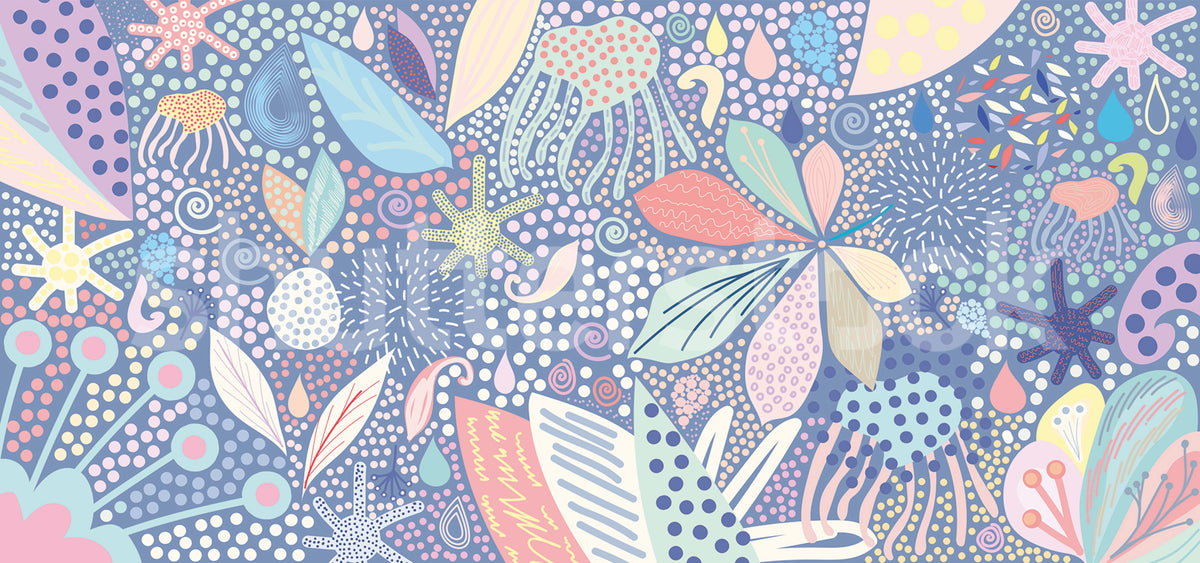 Flower Art, Blue Mural Wallpaper - pure wallpaper artwork