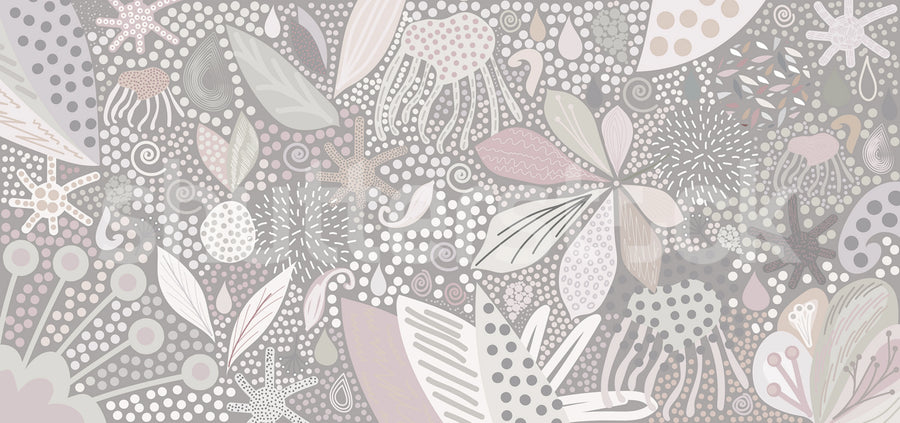 Flower Art, Pastel Mural Wallpaper