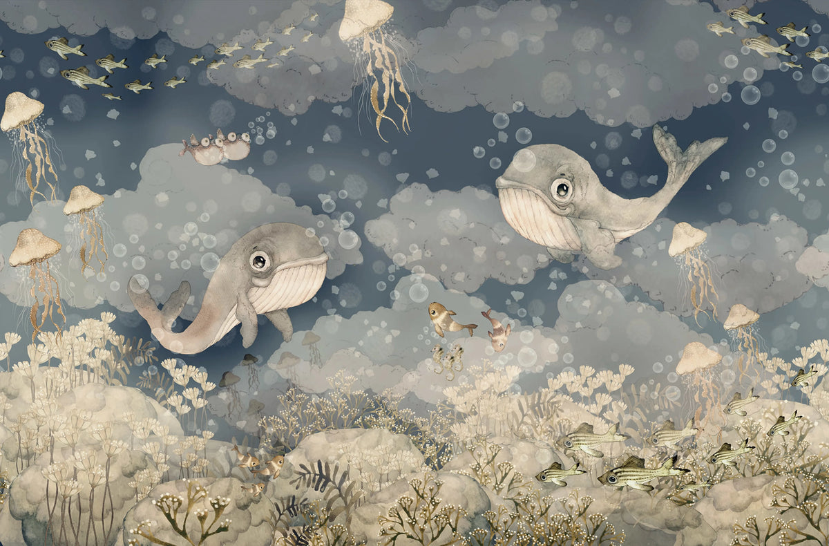 Water Song, Deep Blue Mural Wallpaper - pure wallpaper artwork