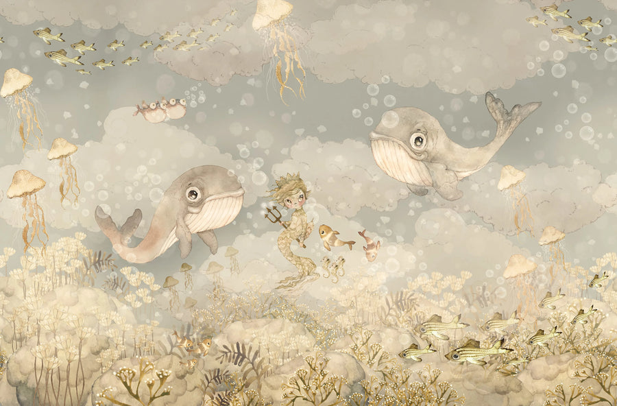 Water Song, Ocean Blue Mural Wallpaper