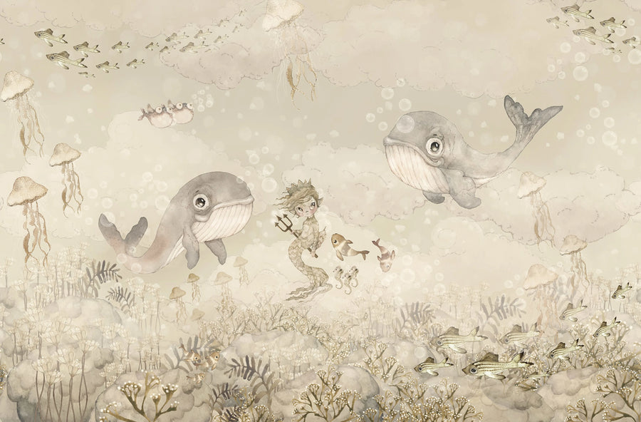 Water Song, Off White Mural Wallpaper